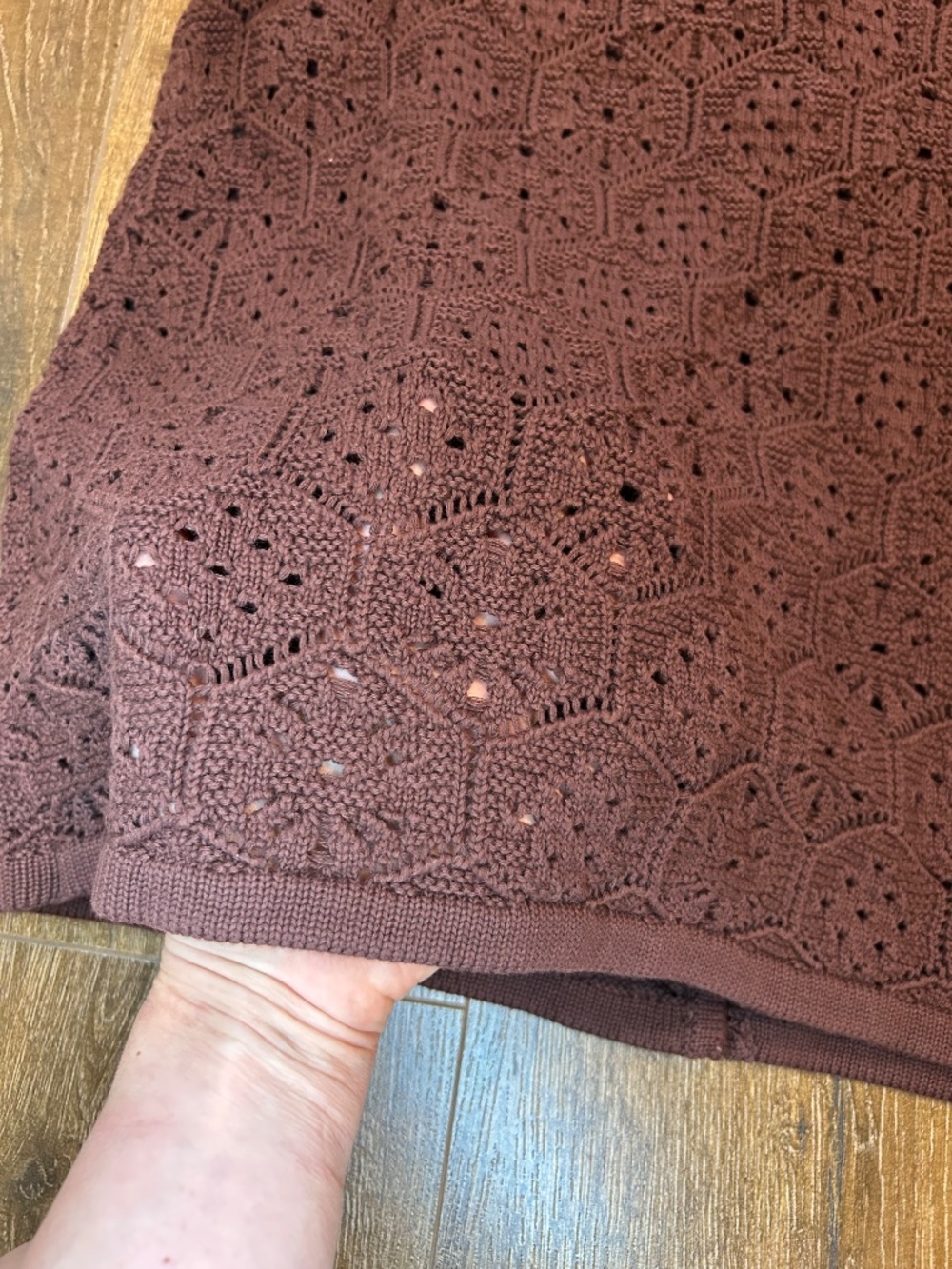 SABO Crochet knit Button Brown Umiko Top L-XL Cotton - Picture 9 of 12